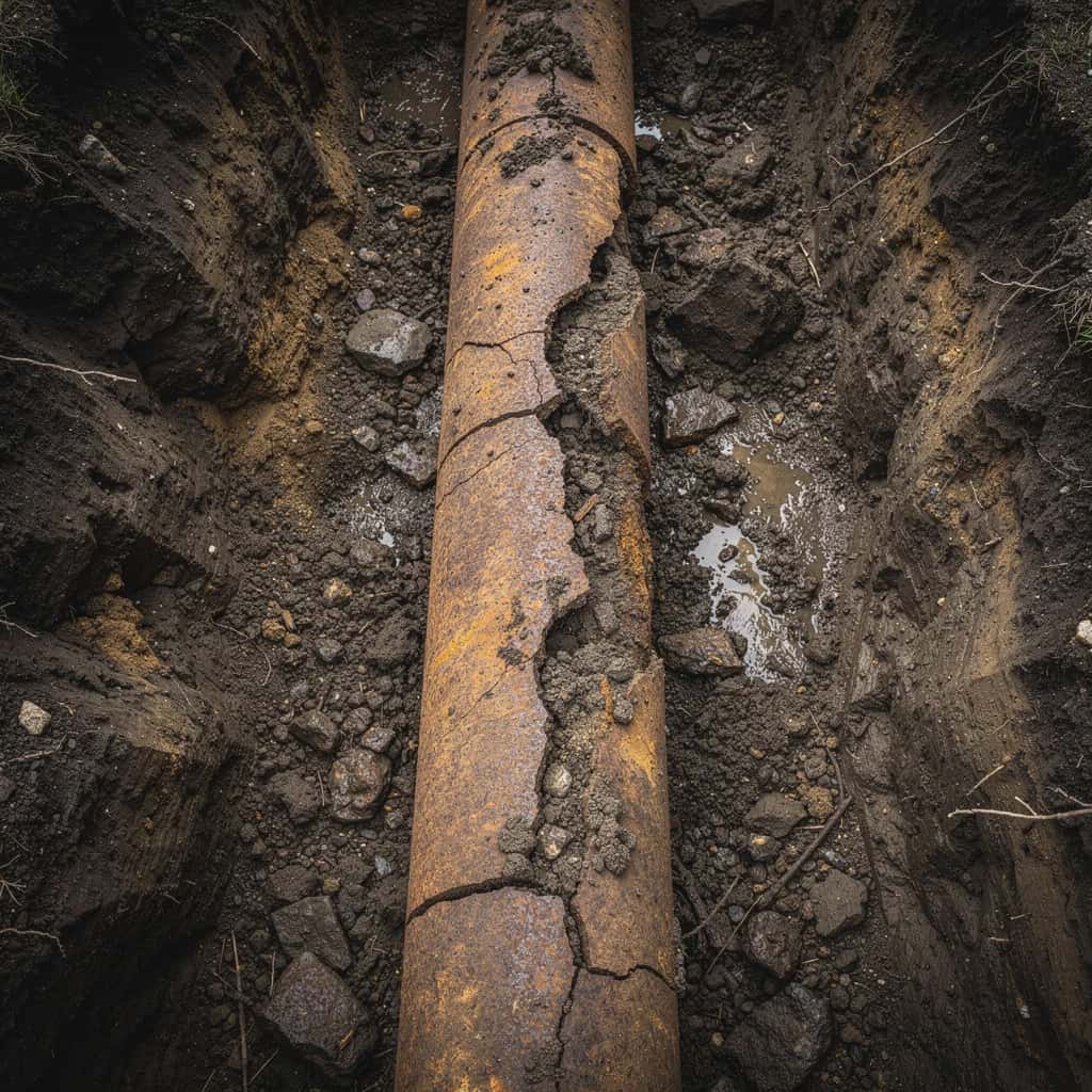 Aging water main pipe being replaced